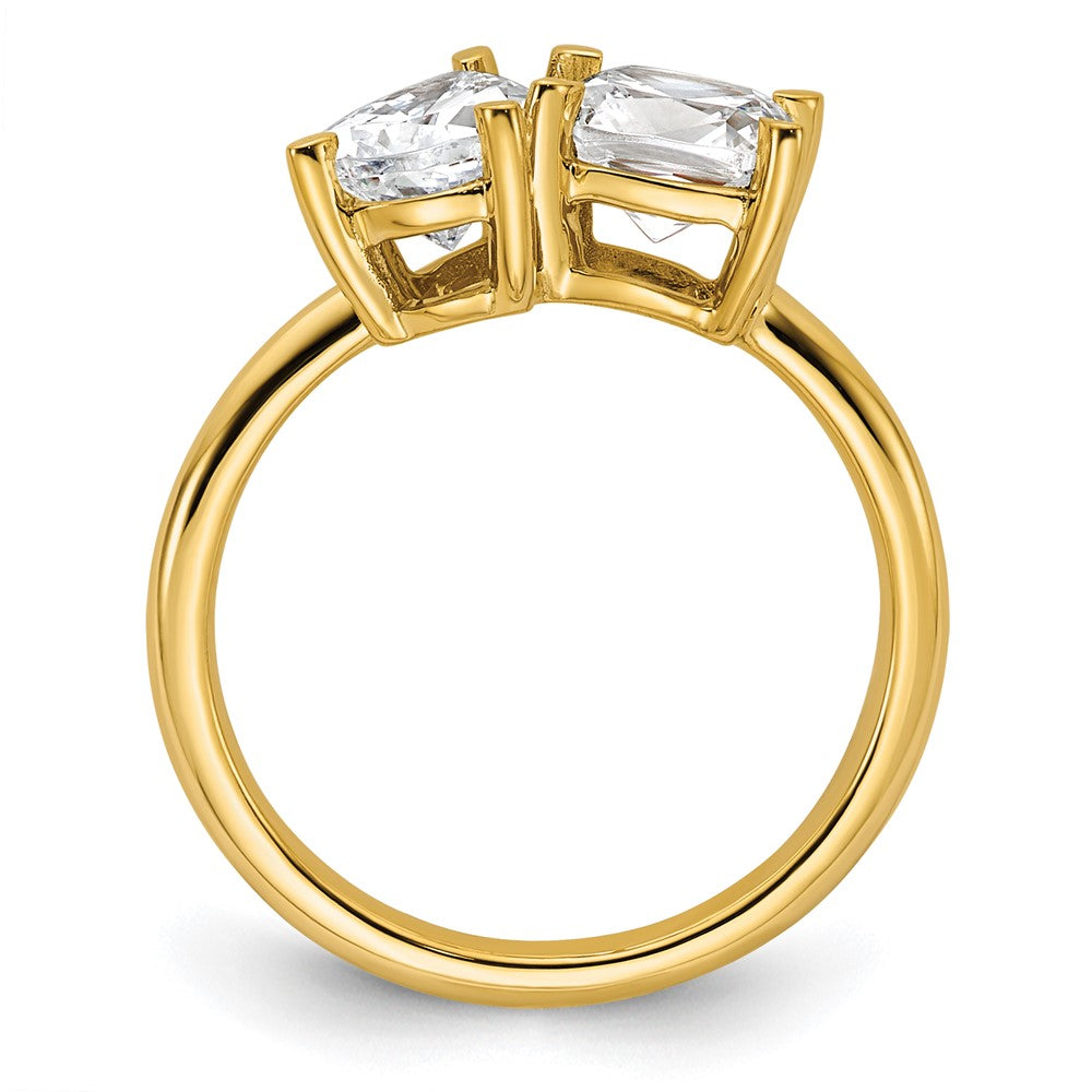 14K Polished Cushion and Pear 2 Stone Ring Mounting