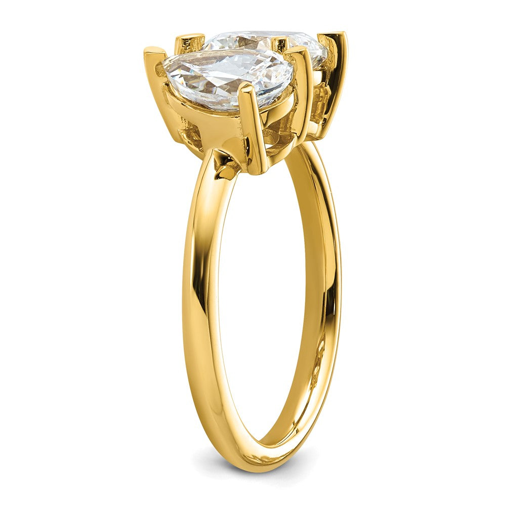 14K Polished Cushion and Pear 2 Stone Ring Mounting