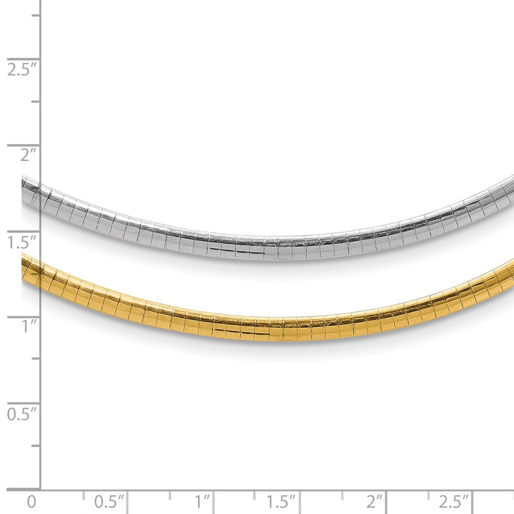 14k 3mm Reversible White & Yellow Domed Omega Necklace