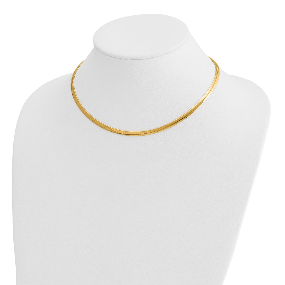 14k 4mm Reversible White & Yellow Domed Omega Necklace