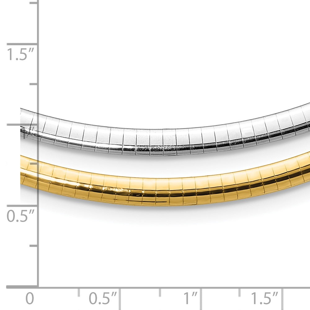 14k 4mm Reversible White & Yellow Domed Omega Necklace