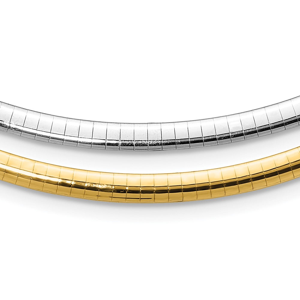 14k 4mm Reversible White & Yellow Domed Omega Necklace