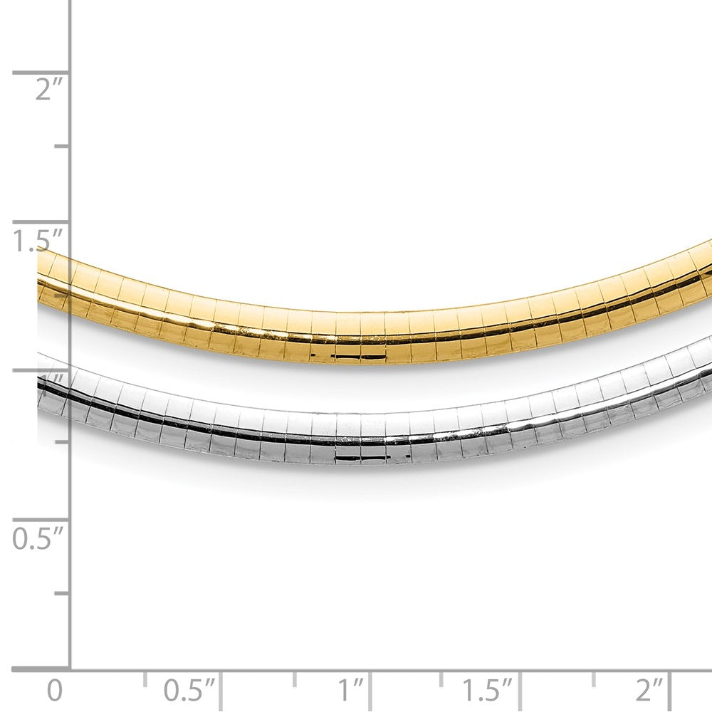 14k 4mm Reversible White & Yellow Domed Omega Necklace