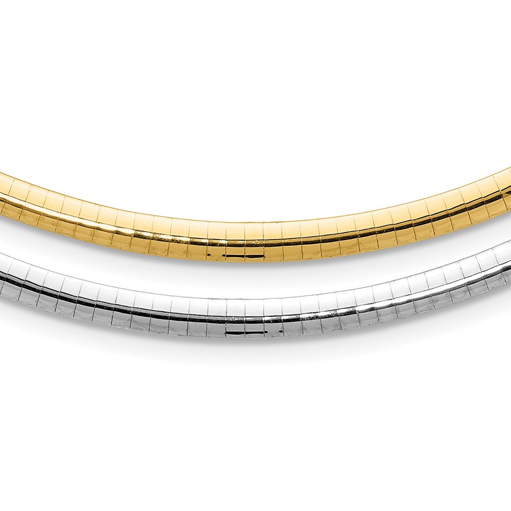 14k 4mm Reversible White & Yellow Domed Omega Necklace