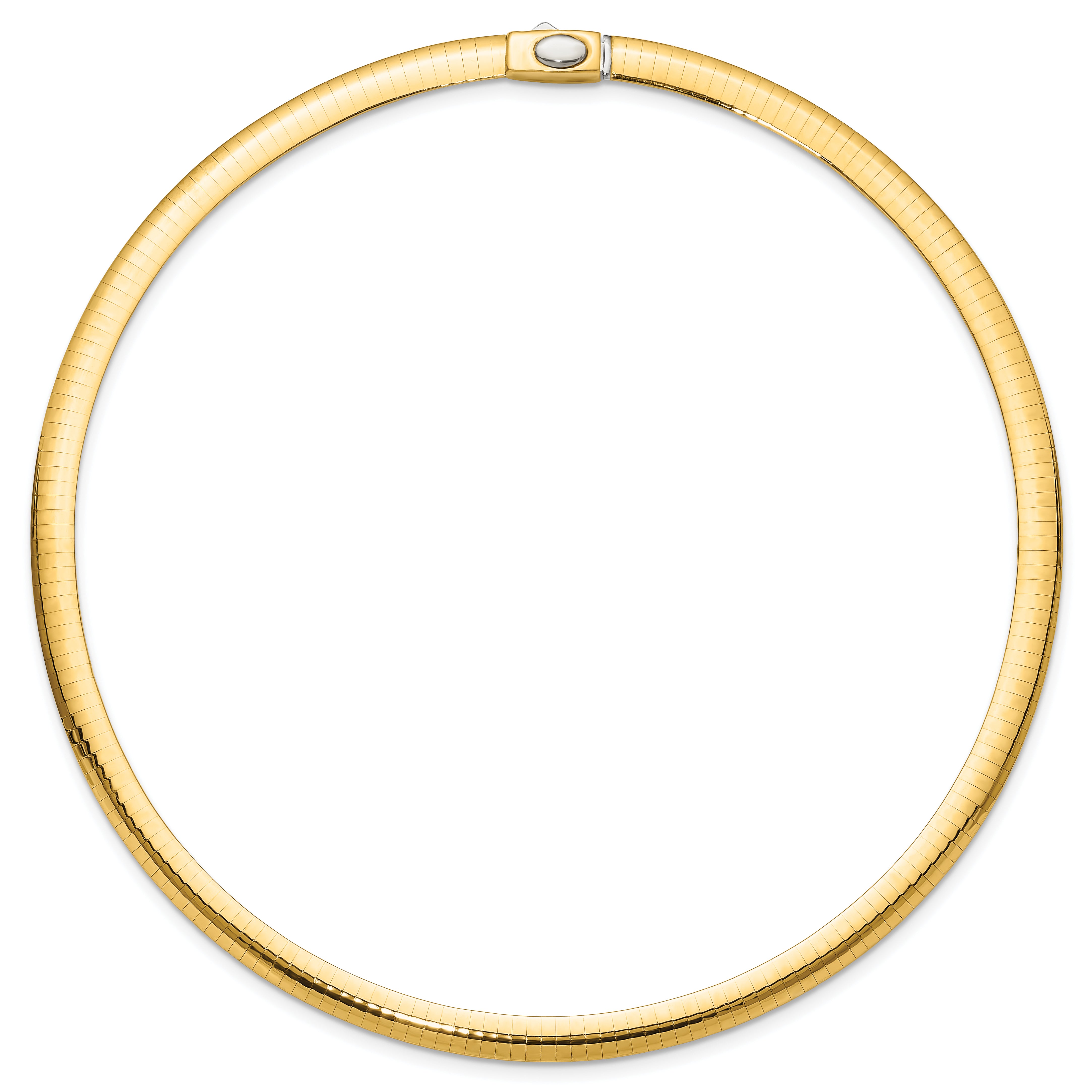 14k Two-tone 6mm Reversible White and Yellow 16 inch Domed Omega Necklace