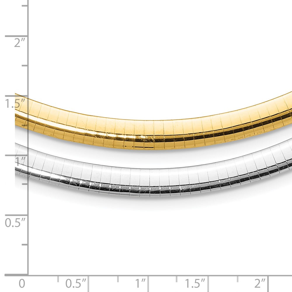 14k 6mm Reversible White & Yellow Domed Omega Necklace