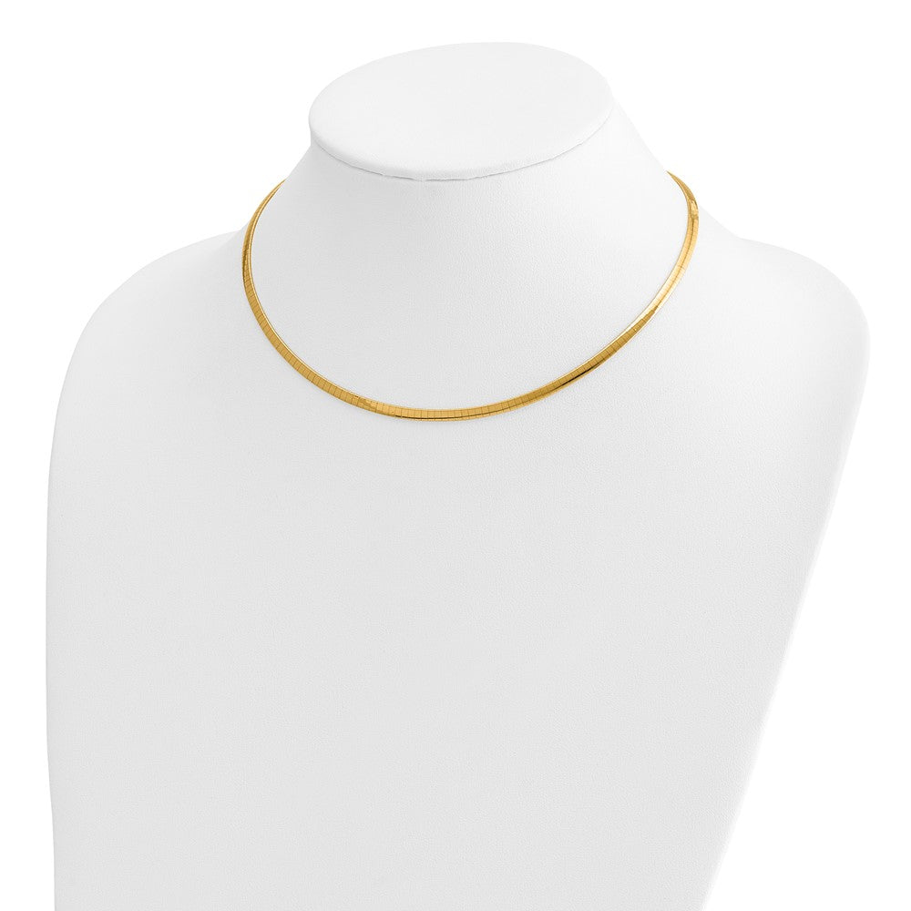 14k Two-tone Lt Reversible 3mm Omega w/extender Necklace