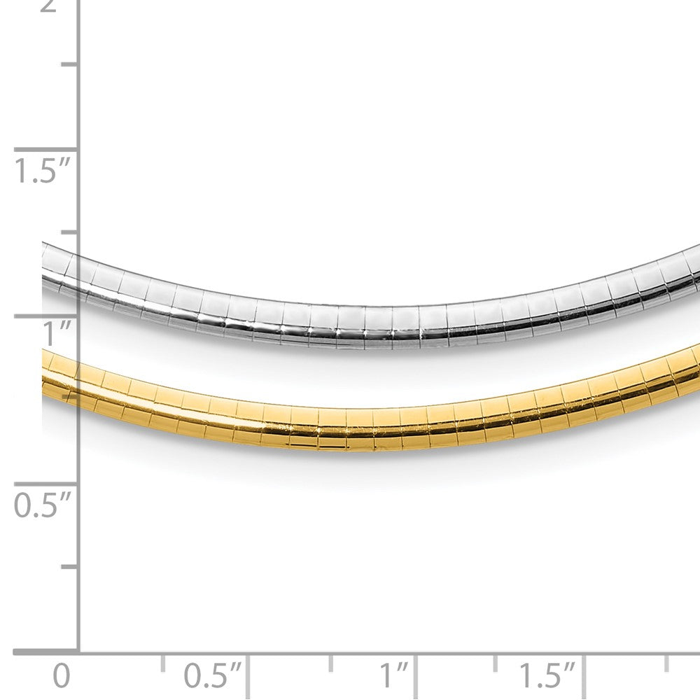14k Two-tone Lt Reversible 3mm Omega w/extender Necklace