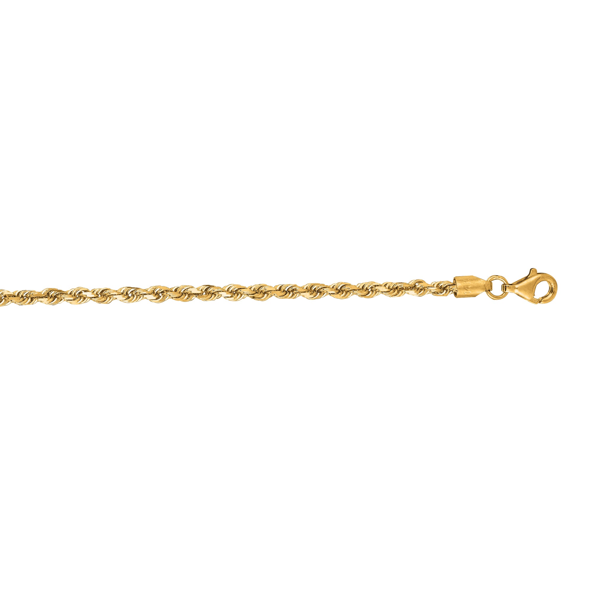 14K Yellow Gold 2.75mm Diamond Cut Royal Rope 30" Chain with Lobster Lock
