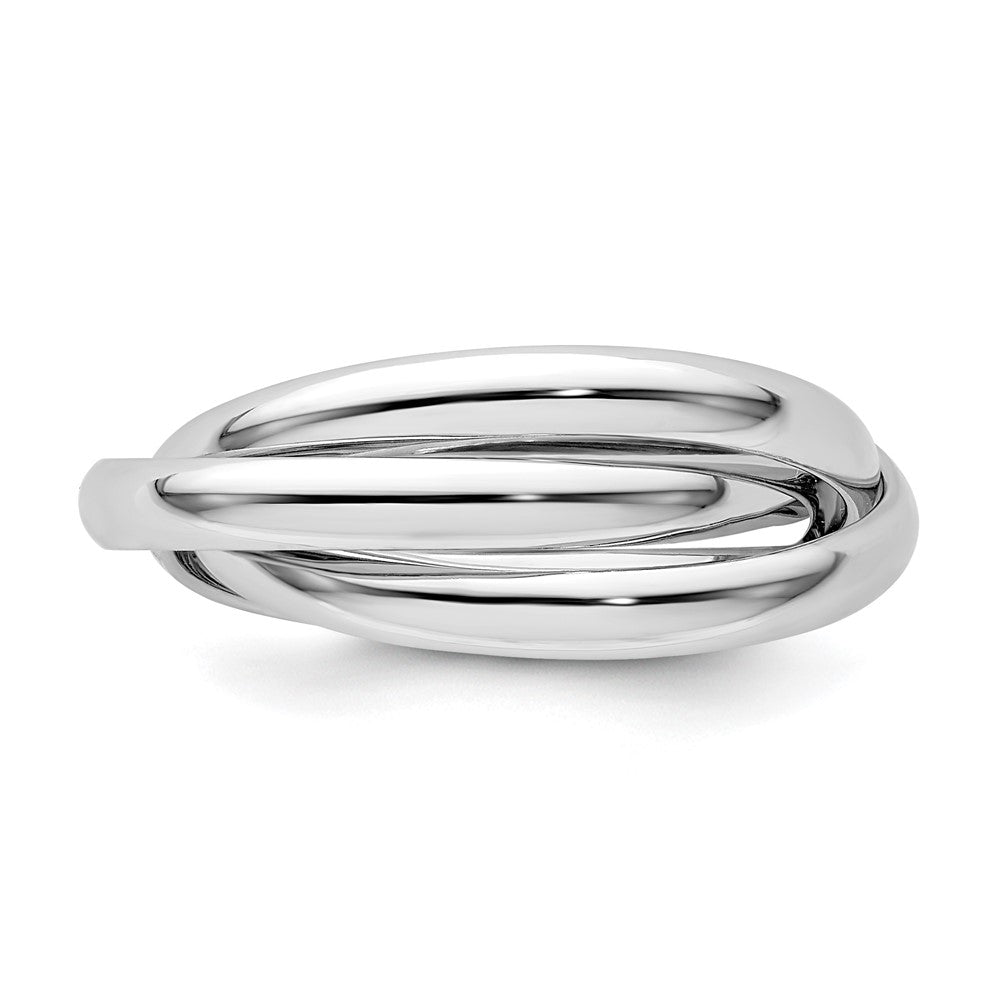 14k White Gold Polished Rolling Ring Size 7.5
