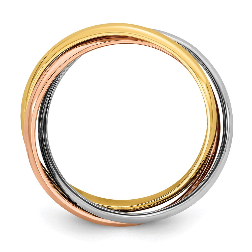 14k Tri-color Polished Rolling Ring Size 5.5