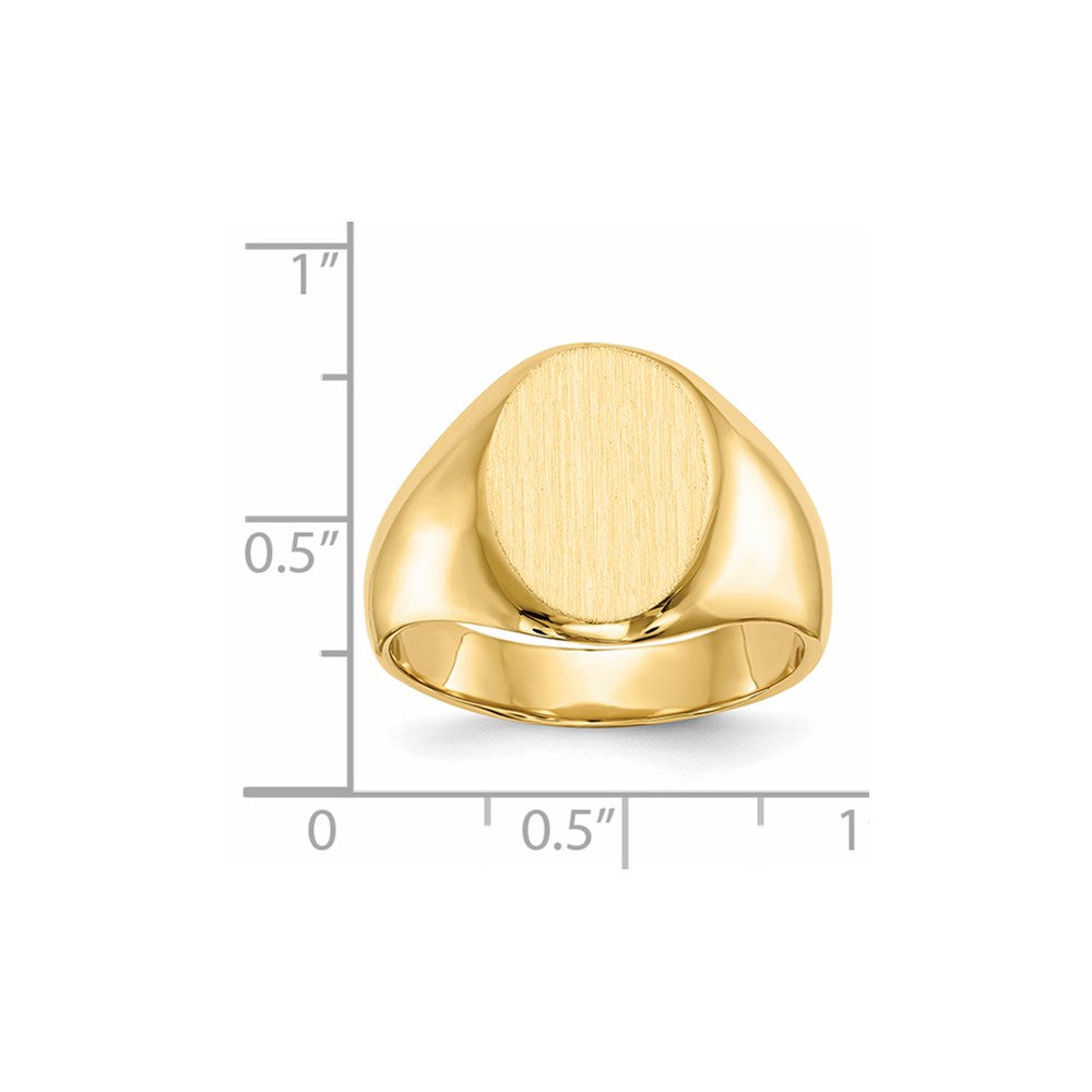 14k 15.0x11.0mm Closed Back Men's Signet Ring