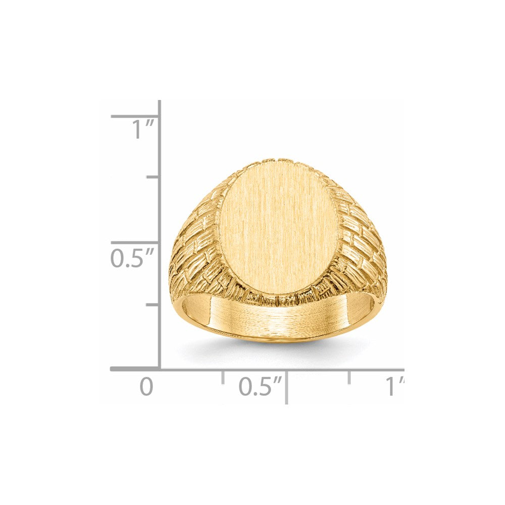 14k 15.0x12.0mm Closed Back Men's Signet Ring