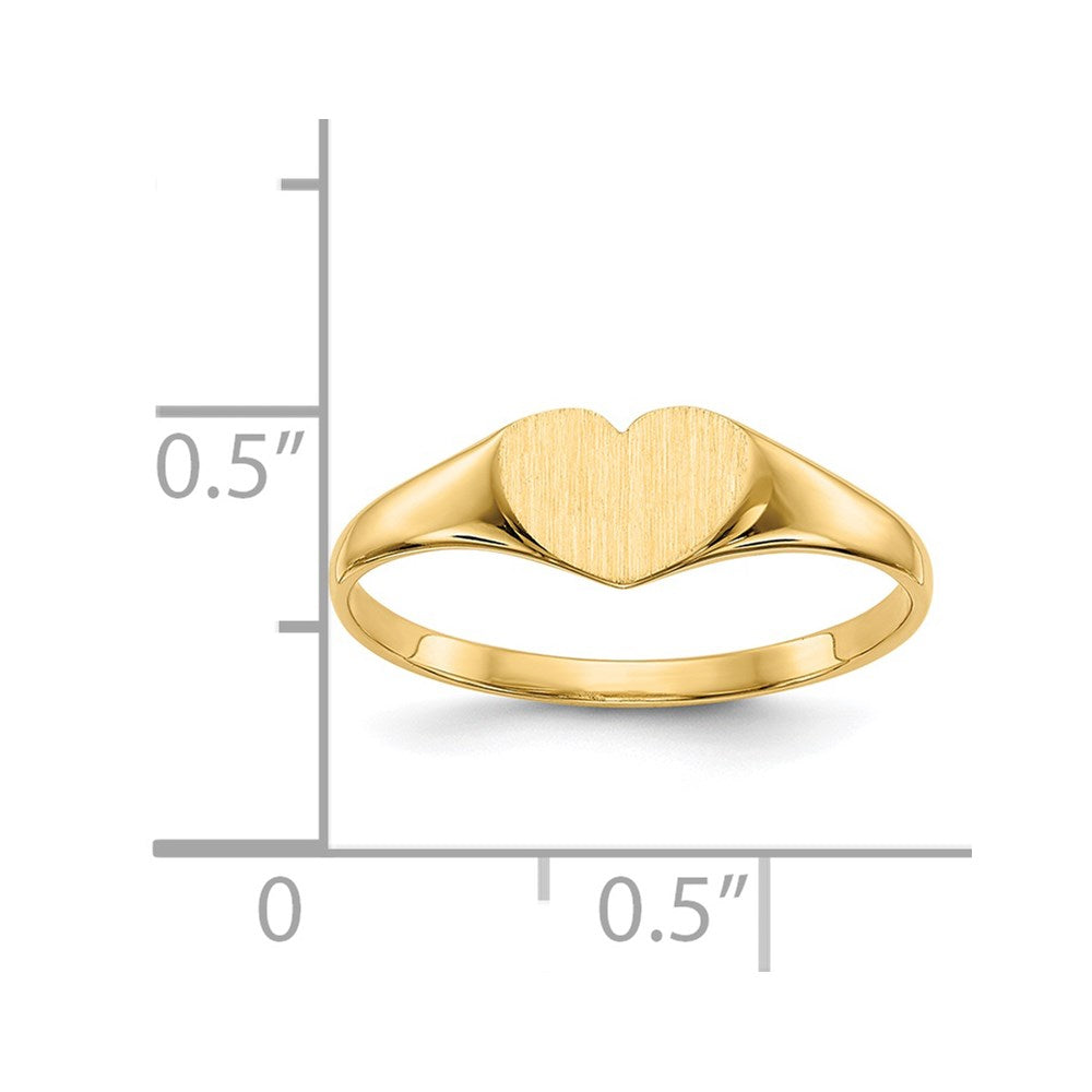 14k 6.0x7.5mm Closed Back Heart Signet Ring