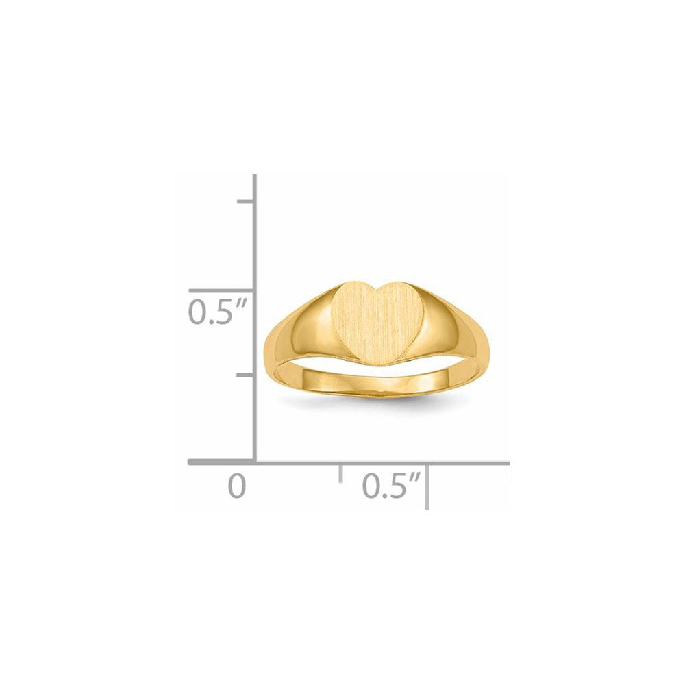 14k 6.5x8.0mm Closed Back Heart Signet Ring