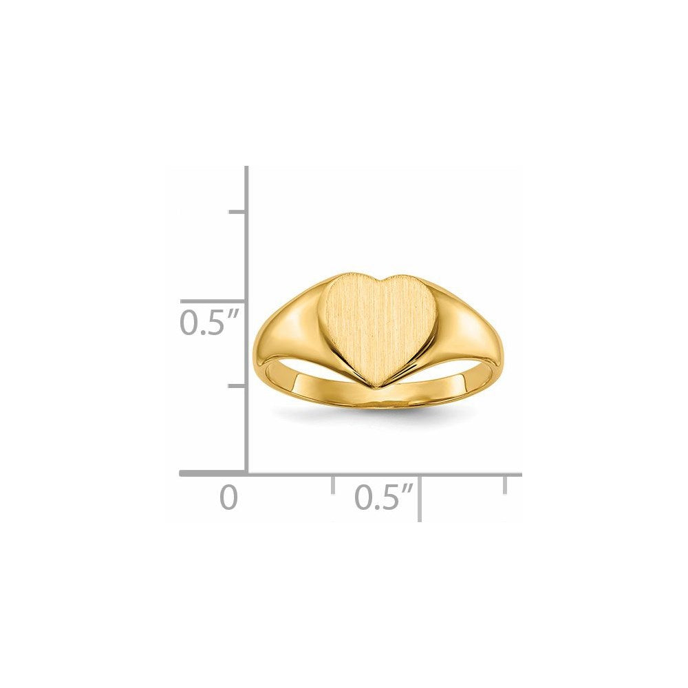14k 9.0x9.0mm Closed Back Heart Signet Ring