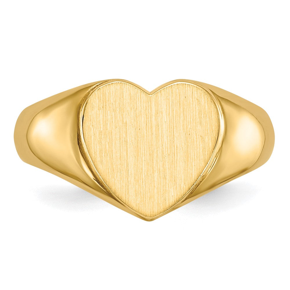 14k 9.5x9.5mm Open Back Heart Signet Ring