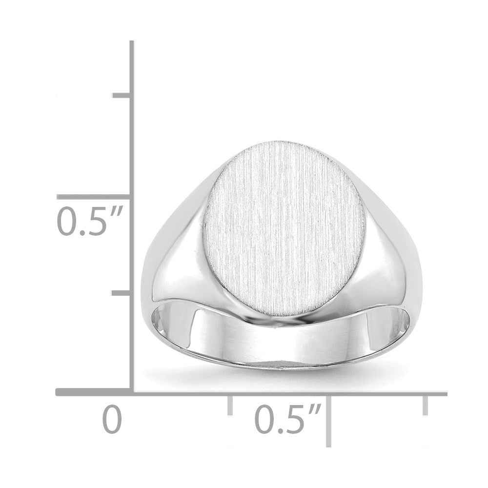 14k White Gold 11.0x13.0mm Closed Back Signet Ring