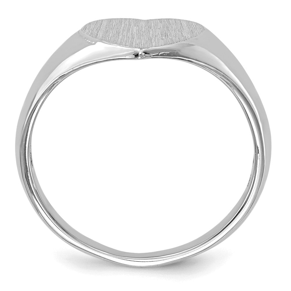 14k White Gold 7.5x8.0mm Closed Back Heart Signet Ring