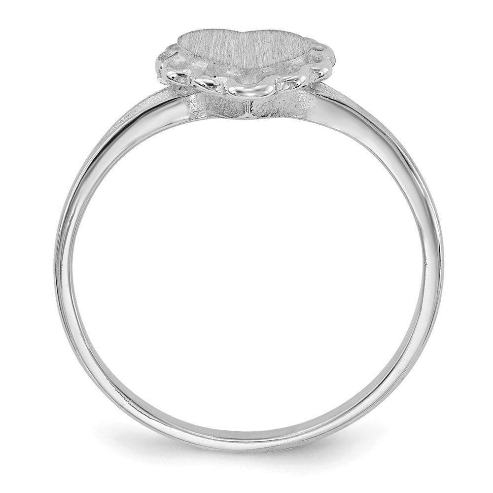 14k White Gold 6.0x6.5mm Open Back Heart Signet Ring