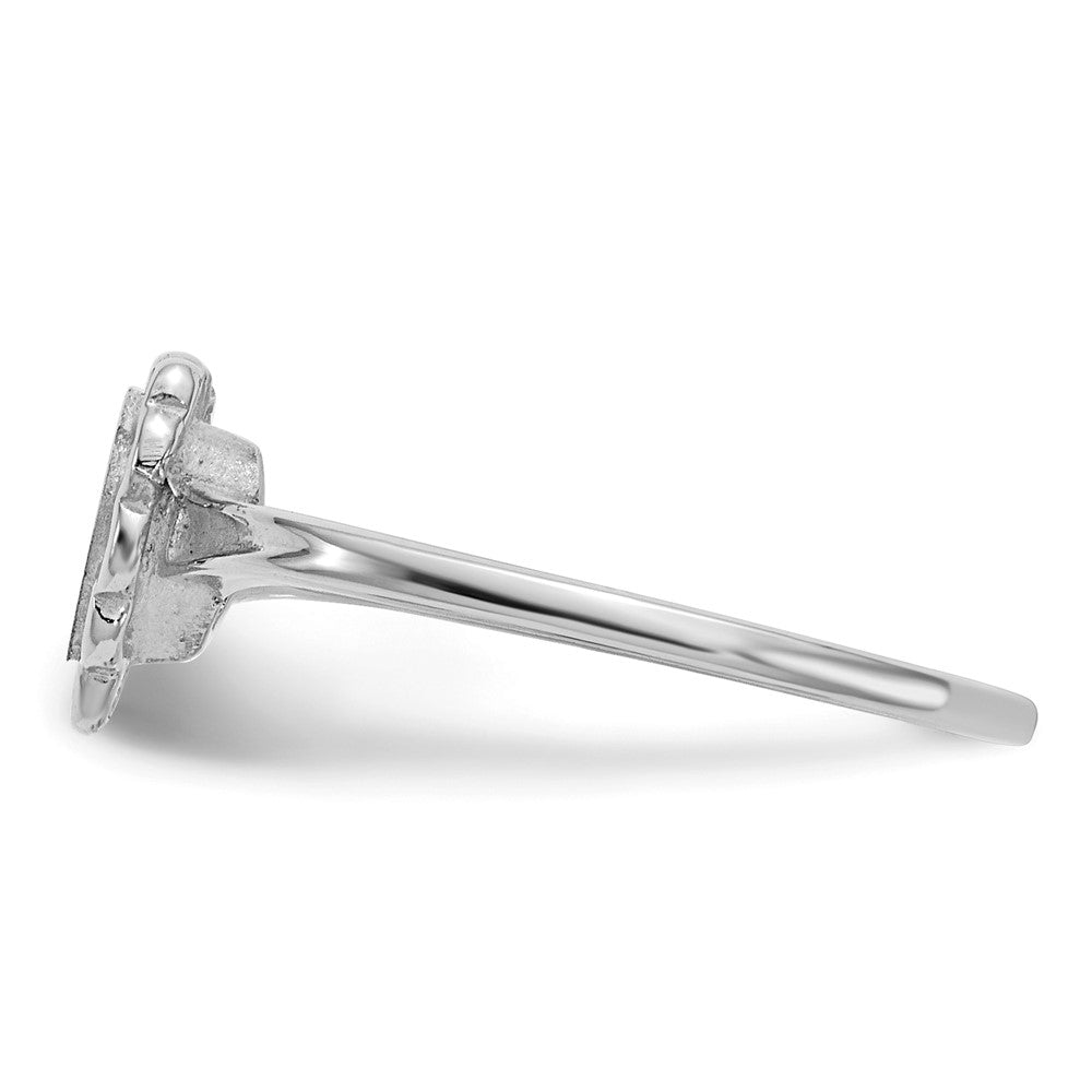 14k White Gold 6.0x6.5mm Open Back Heart Signet Ring