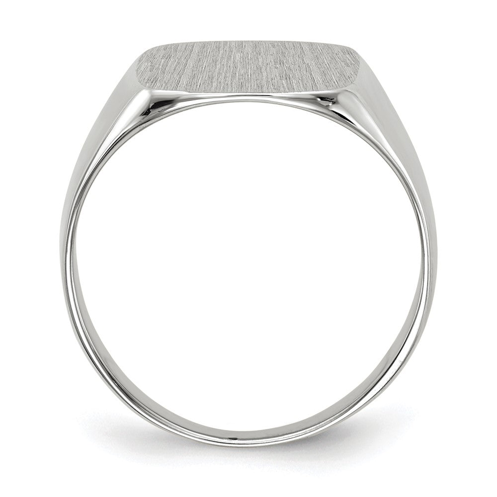 14k White Gold 13.5x14.5mm Closed Back Men's Signet Ring