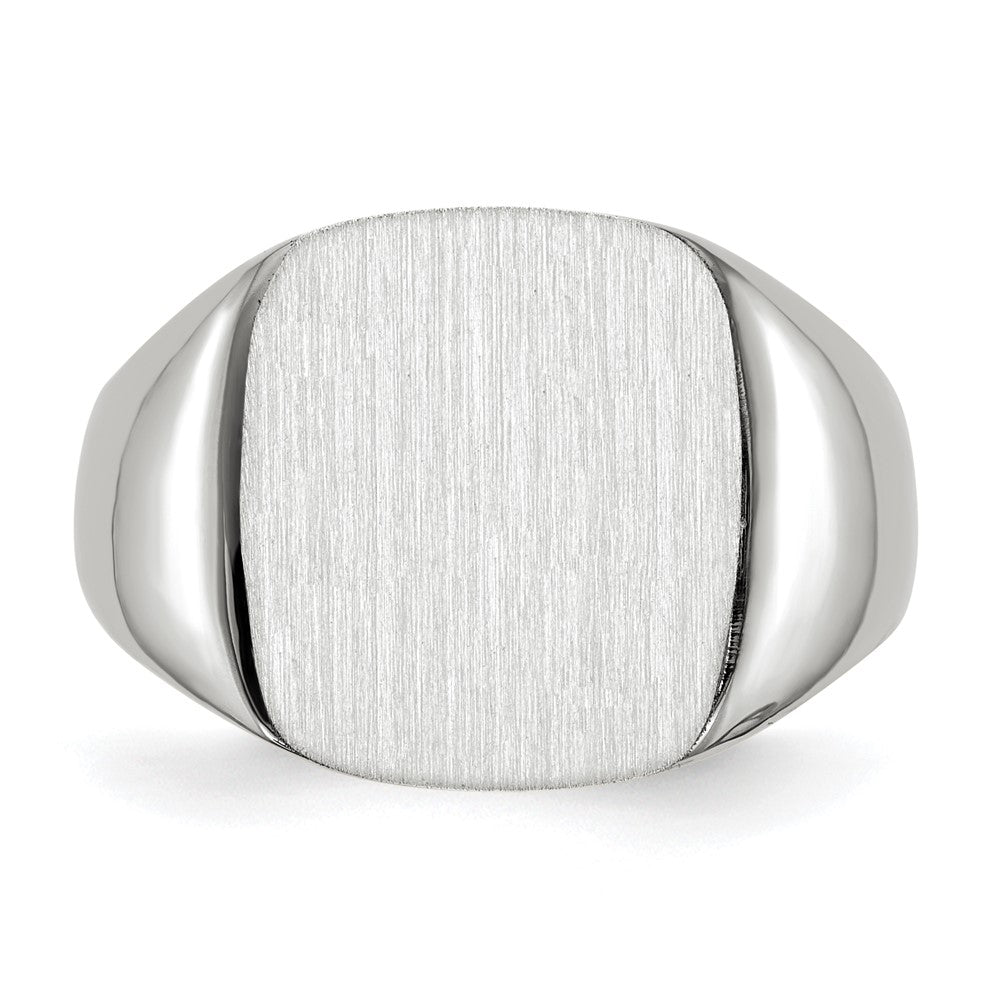 14k White Gold 13.5mm x14.5mm Open Back Men's Signet Ring
