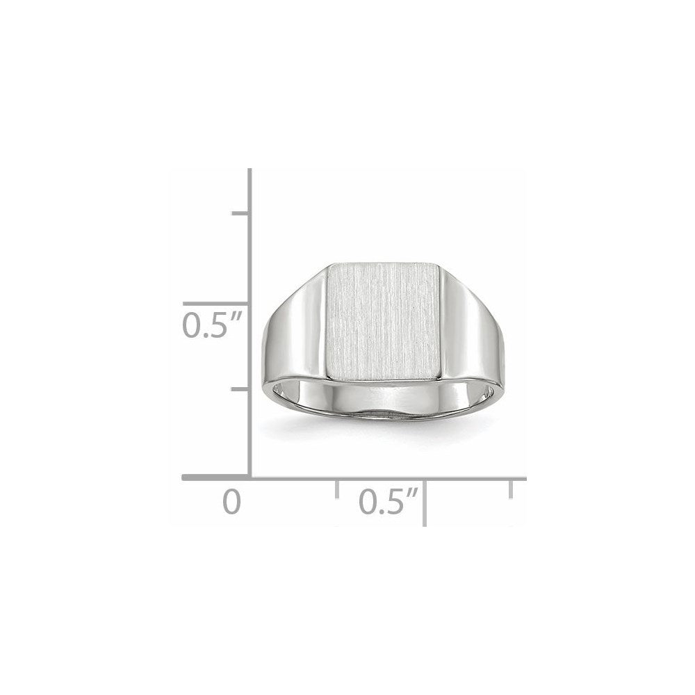 14k White Gold 9.5x8.5mm Closed Back Signet Ring