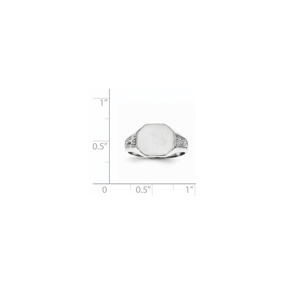14k White Gold 9.0x11.0mm Closed Back Signet Ring