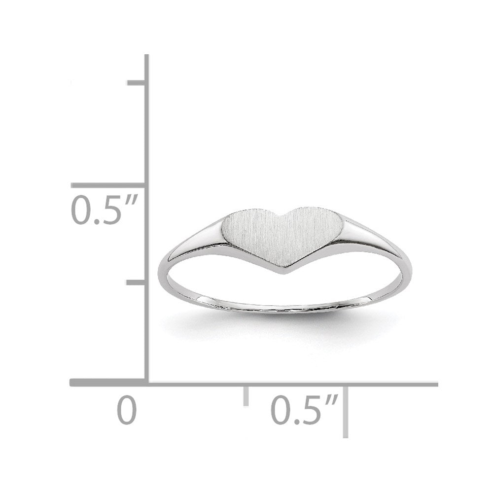 14k White Gold Heart Ring 8mmx4mm Open Back