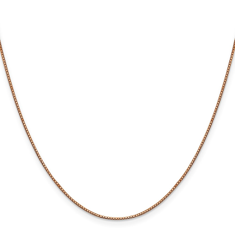 14K Rose Gold 18 inch .9mm Box Link with Lobster Clasp Chain