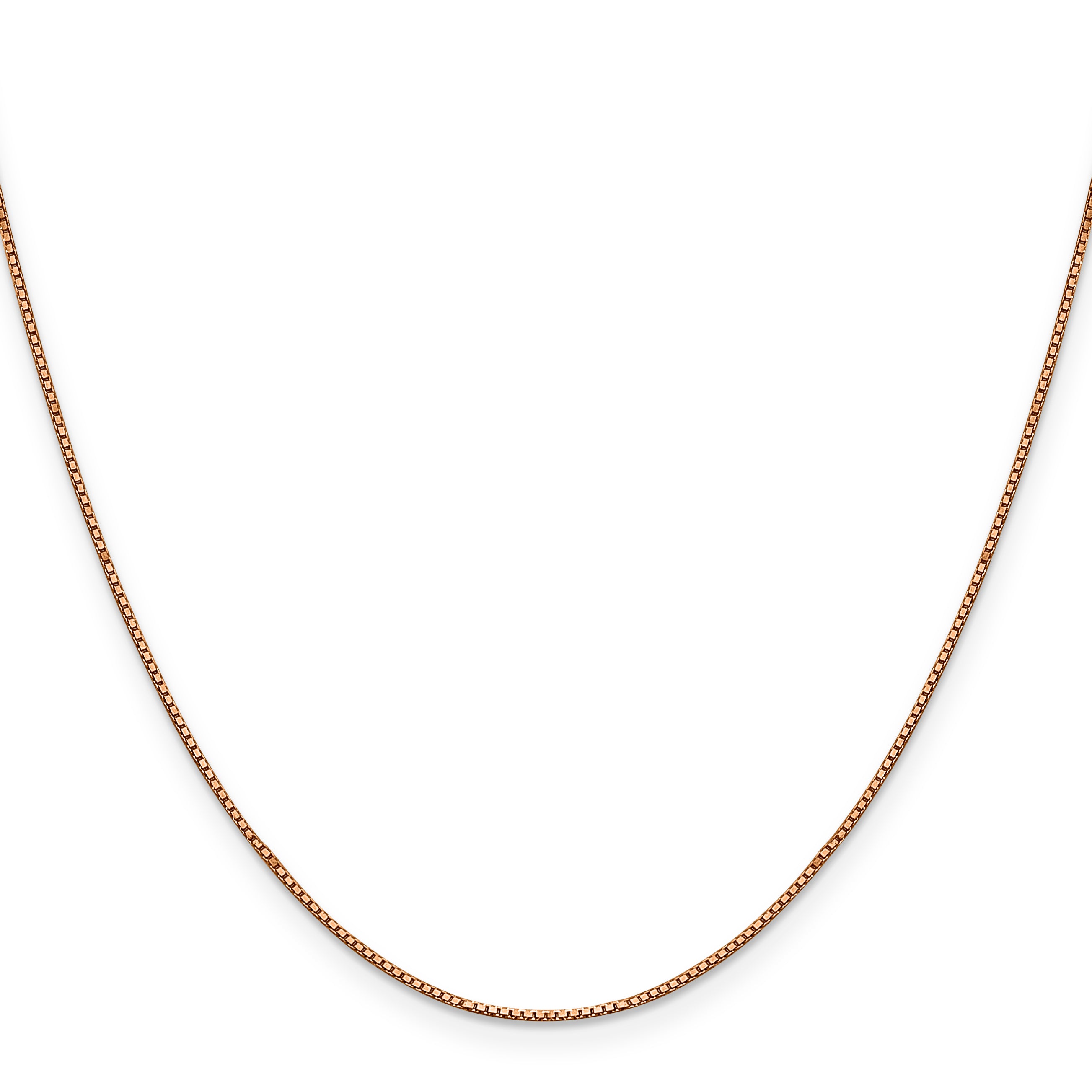 14K Rose Gold 20 Inch .9Mm Box Link With Lobster Clasp Chain