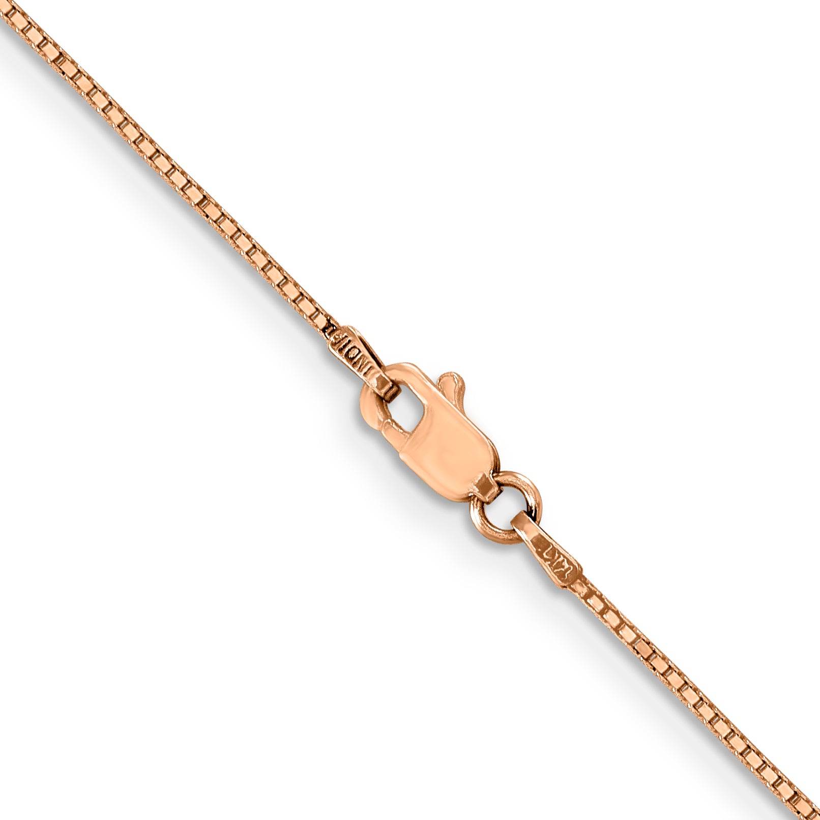 14K Rose Gold 16 Inch .9Mm Box Link With Lobster Clasp Chain