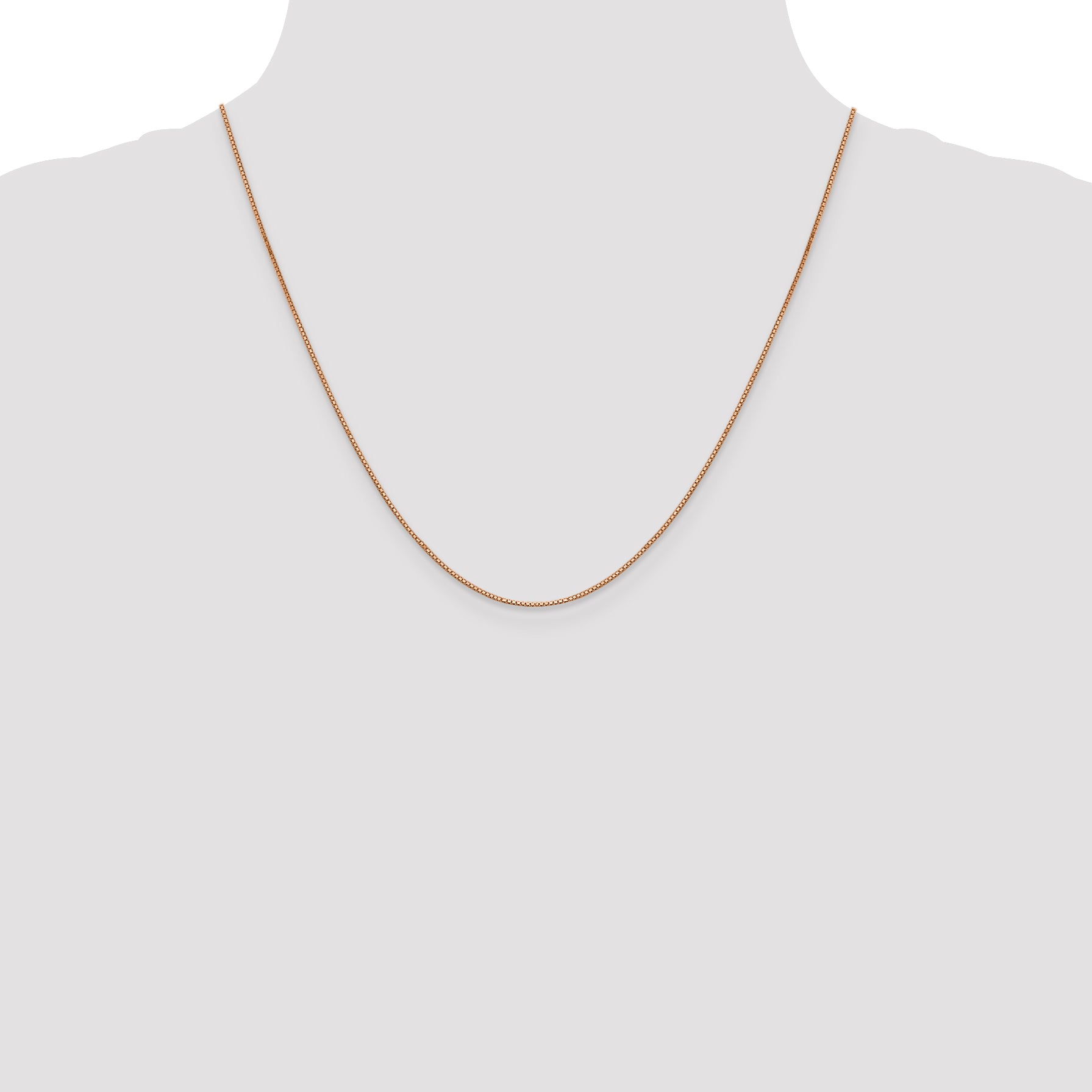 14K Rose Gold 20 Inch .9Mm Box Link With Lobster Clasp Chain