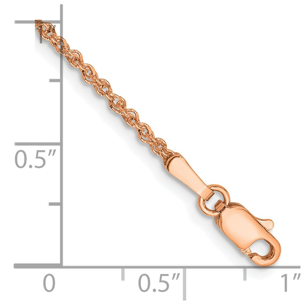 14K Rose Gold 9 inch 1.7mm Ropa with Lobster Clasp Anklet
