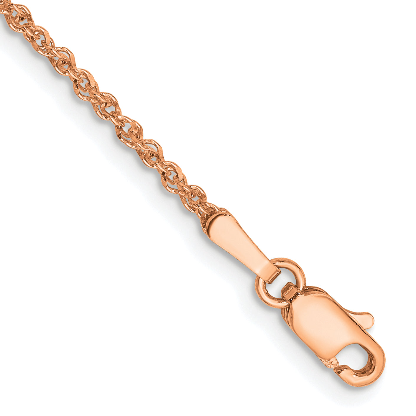 14K Rose Gold 10 inch 1.7mm Ropa with Lobster Clasp Anklet