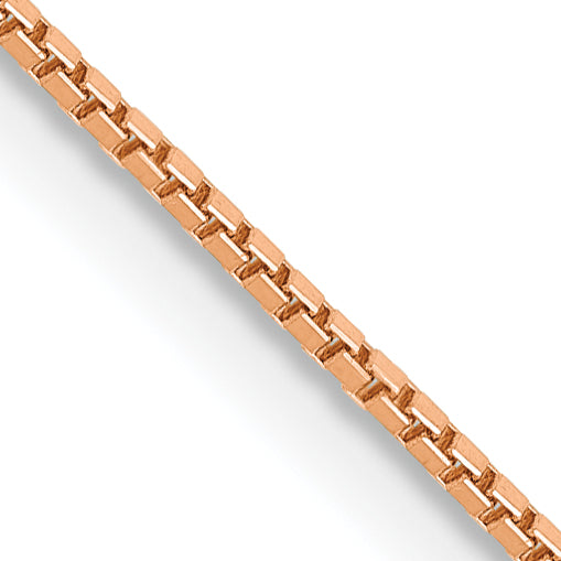 14K Rose Gold 20 Inch .9Mm Box Link With Lobster Clasp Chain