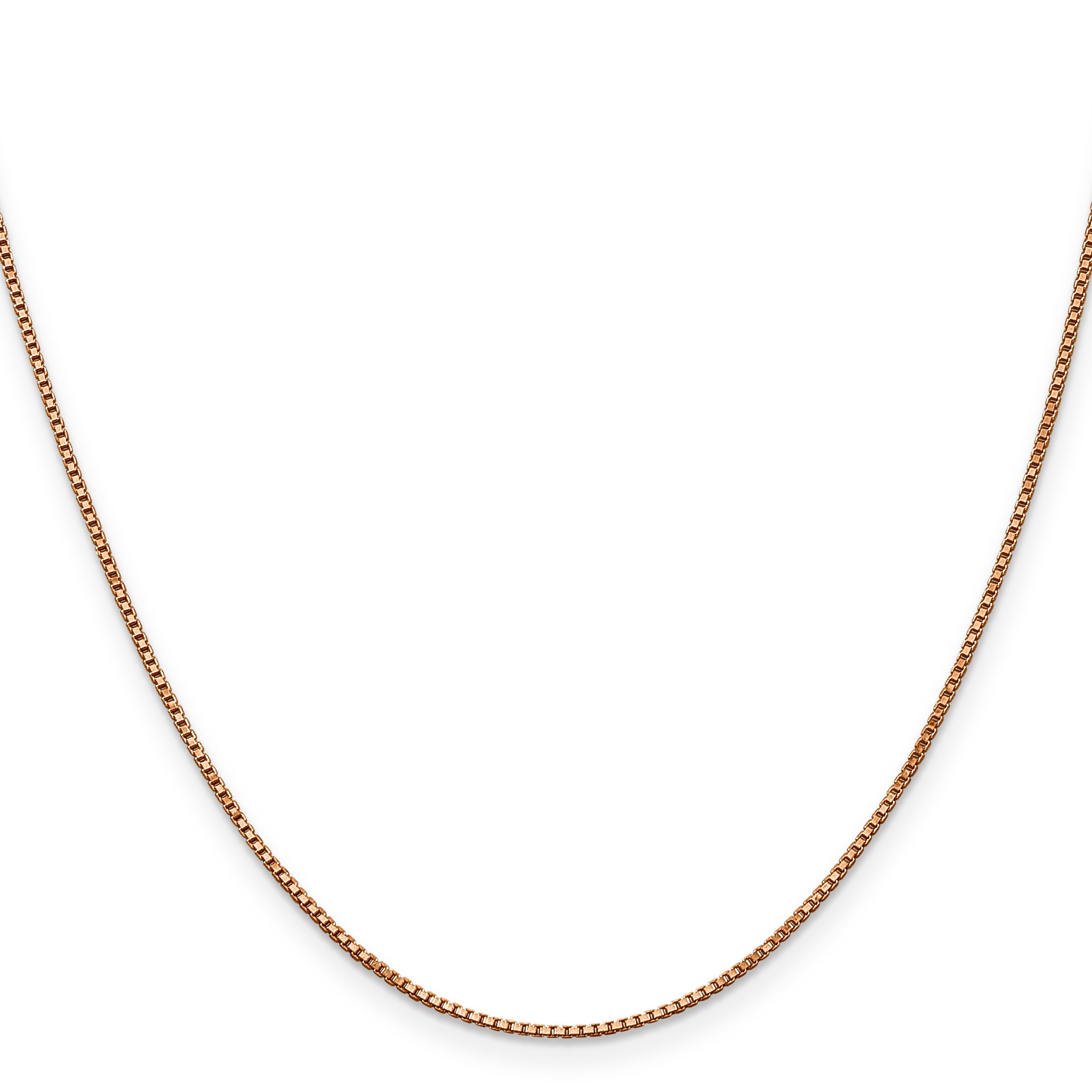 14K Rose Gold 24 Inch 1Mm Box Link With Lobster Clasp Chain