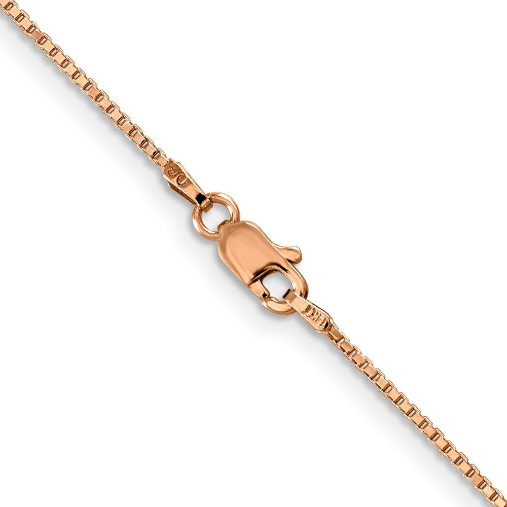 14K Rose Gold 16 inch 1mm Box Link with Lobster Clasp Chain
