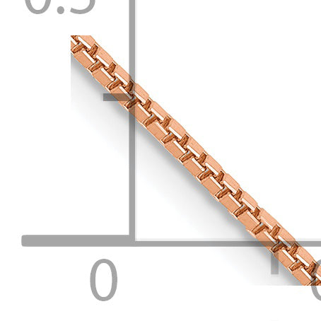 14K Rose Gold 24 Inch 1Mm Box Link With Lobster Clasp Chain
