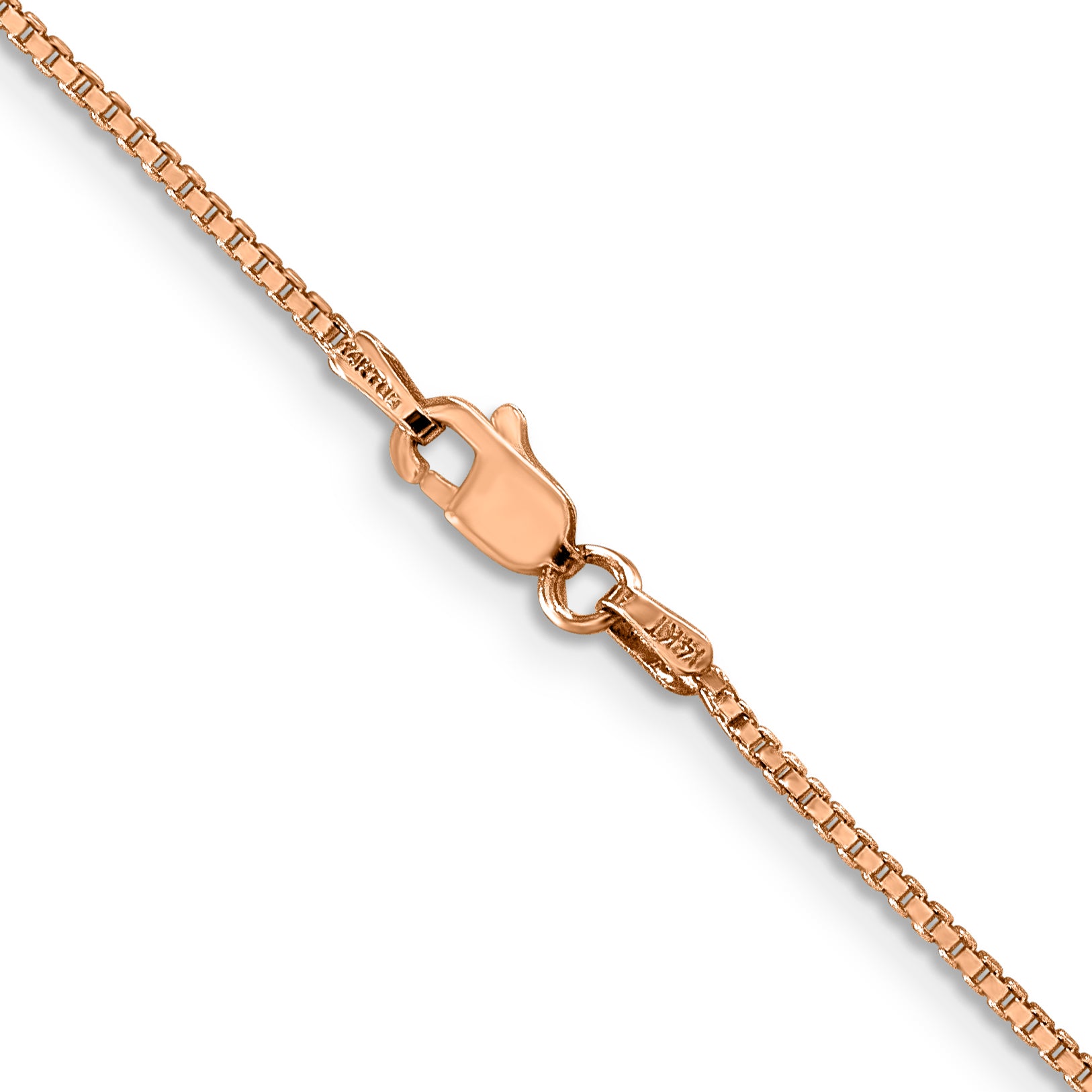 14K Rose Gold 20 Inch 1.10Mm Box Link With Lobster Clasp Chain