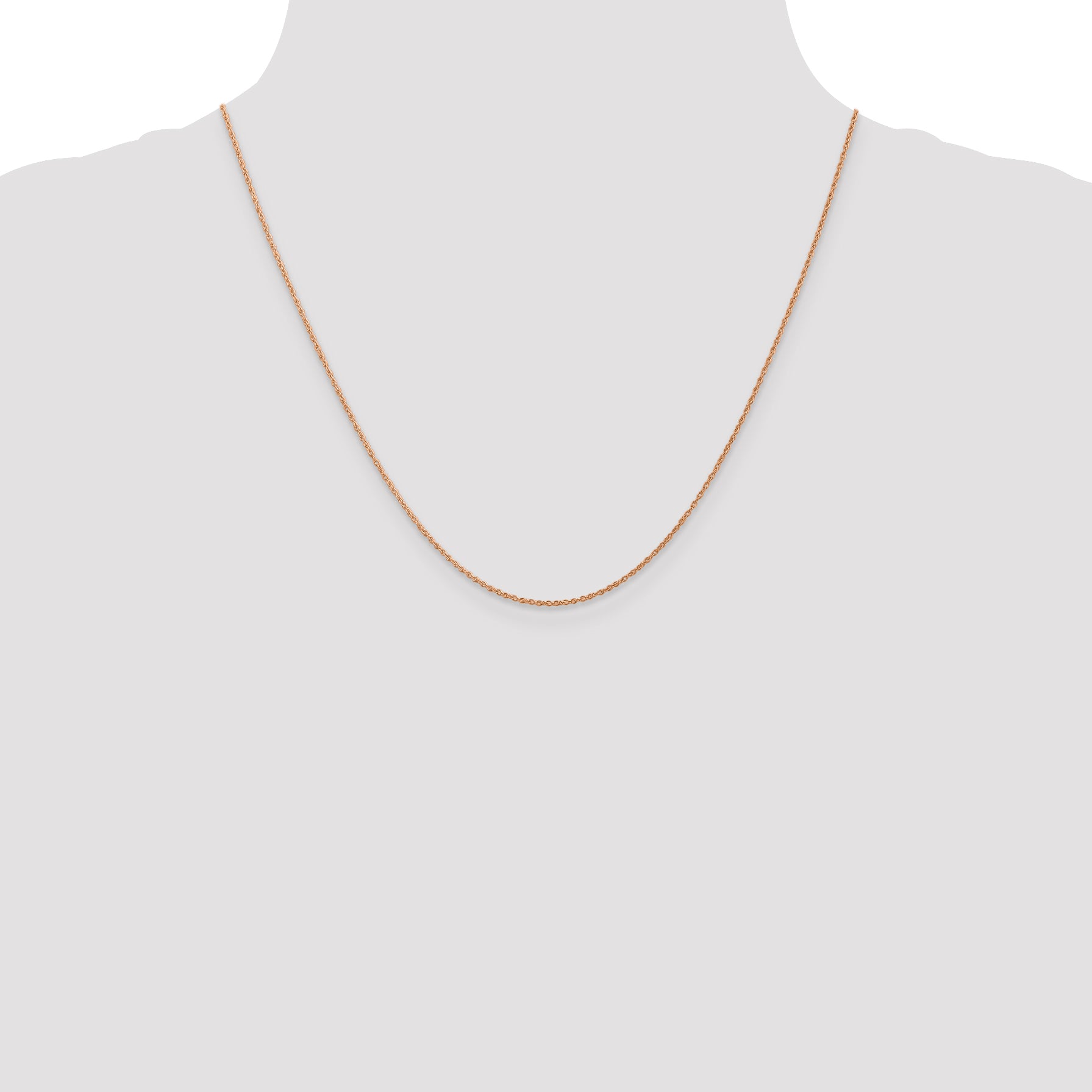 14K Rose Gold 20 Inch .8Mm Baby Rope With Spring Ring Clasp Chain