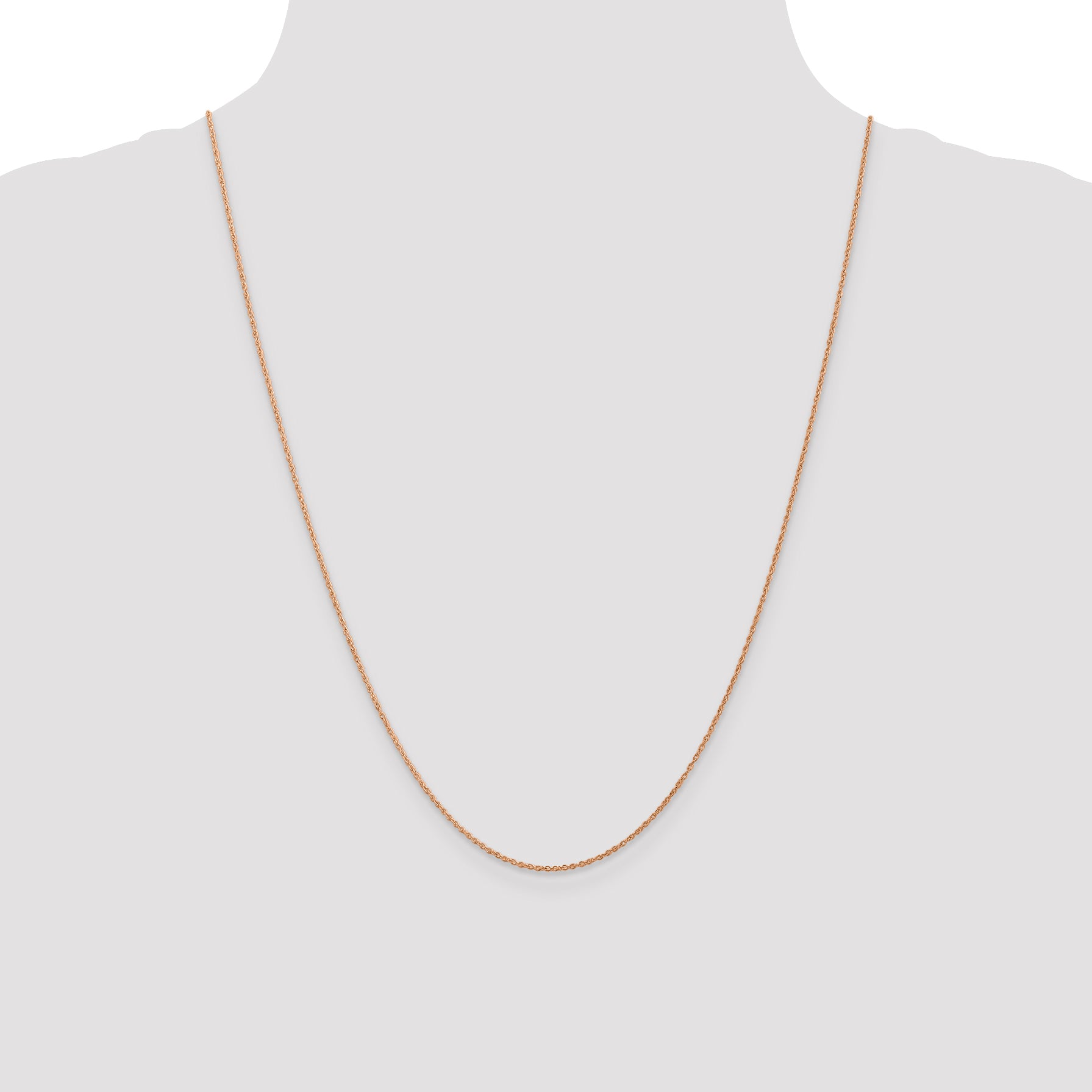 14K Rose Gold 24 Inch .8Mm Baby Rope With Spring Ring Clasp Chain