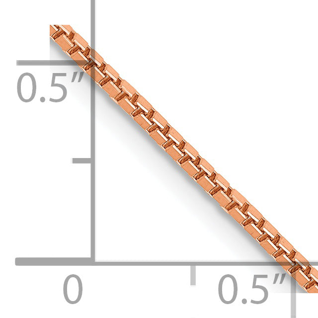 14K Rose Gold 24 Inch 1.3Mm Box Link With Lobster Clasp Chain