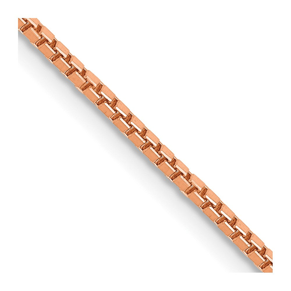 14K Rose Gold 20 inch 1.3mm Box Link with Lobster Clasp Chain