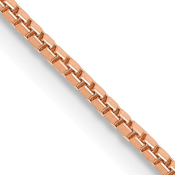 14K Rose Gold 24 Inch 1Mm Box Link With Lobster Clasp Chain