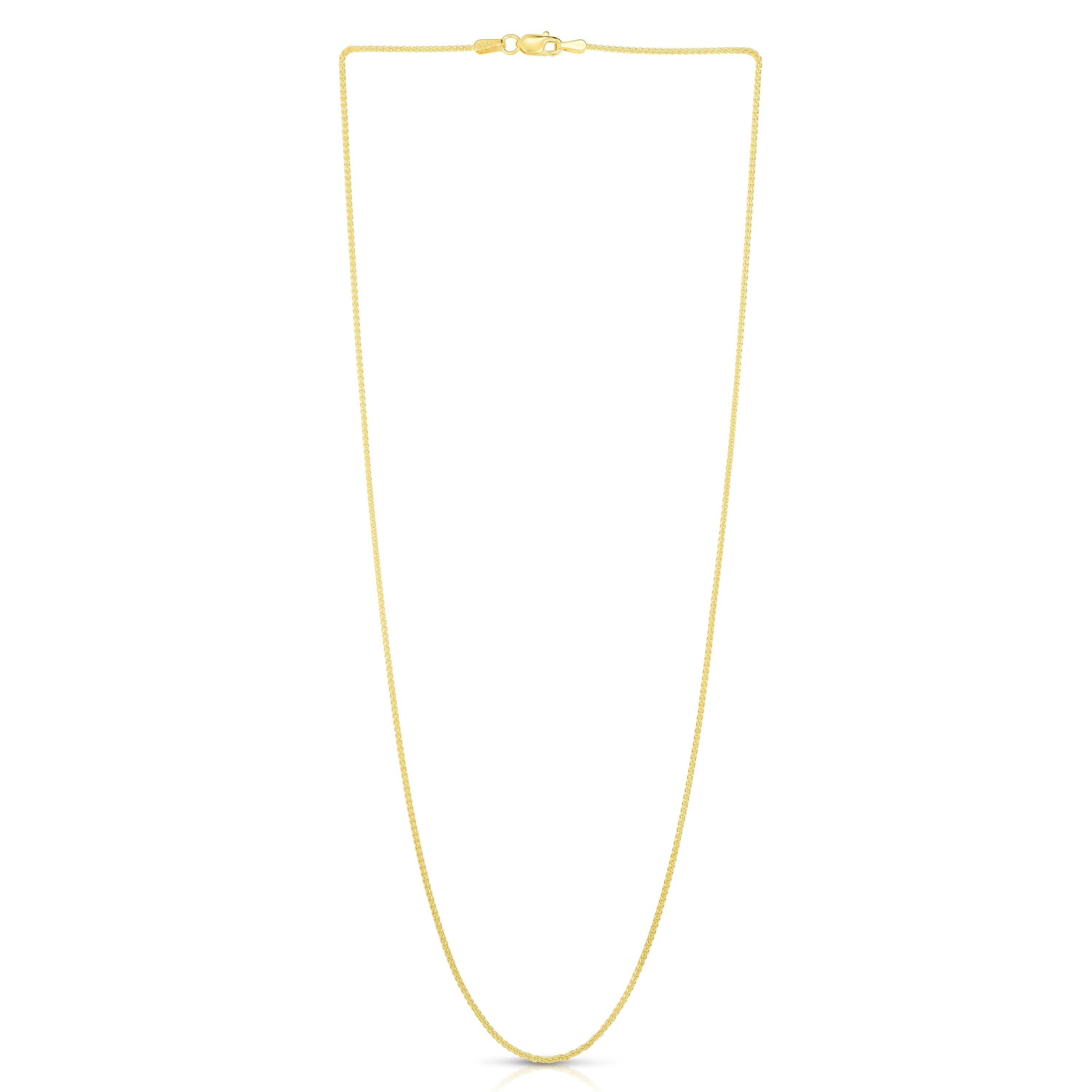 14K Yellow Gold 1mm Round Wheat 24" Chain with Lobster Lock