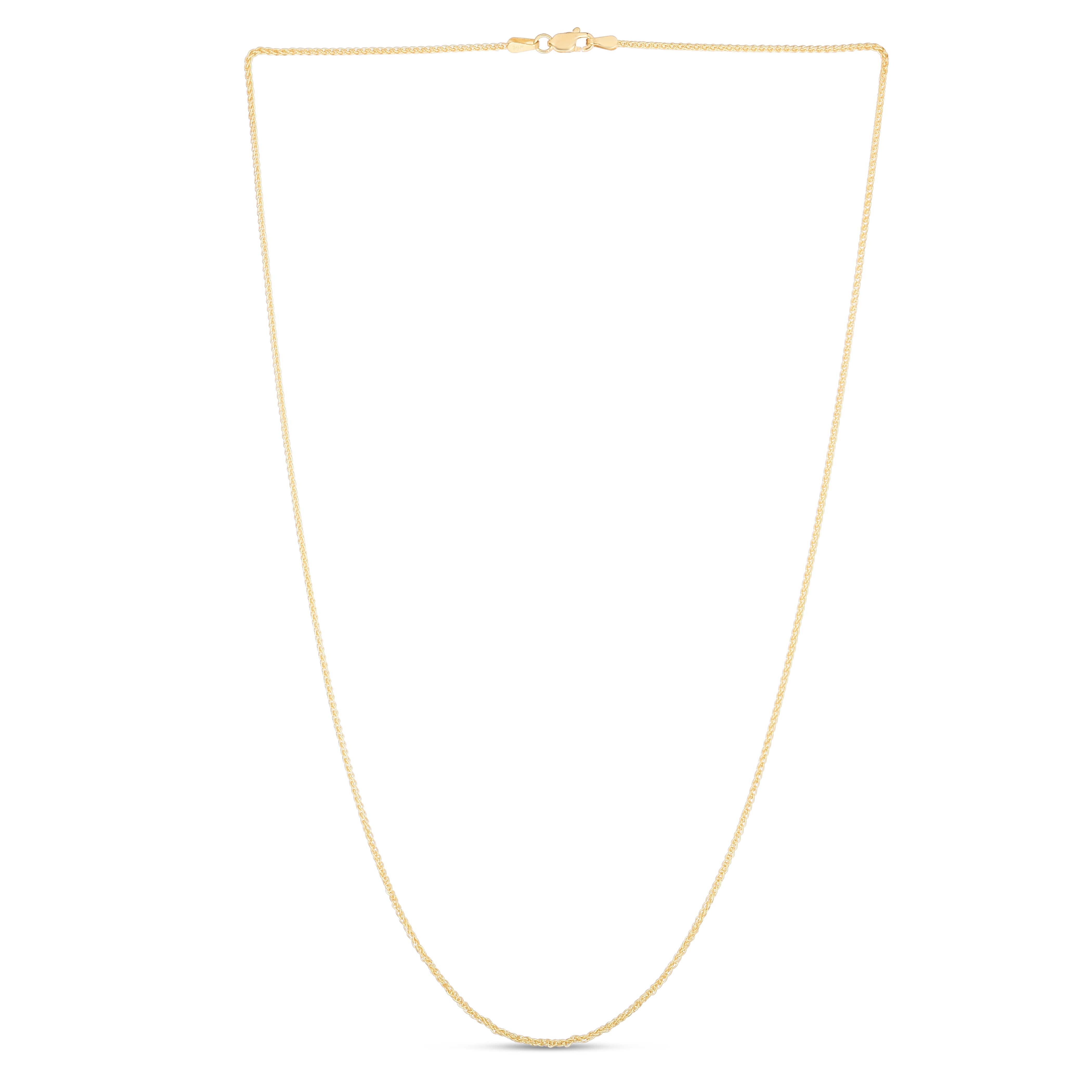 14K Yellow Gold 1.2mm Round Wheat 24" Chain with Lobster Lock