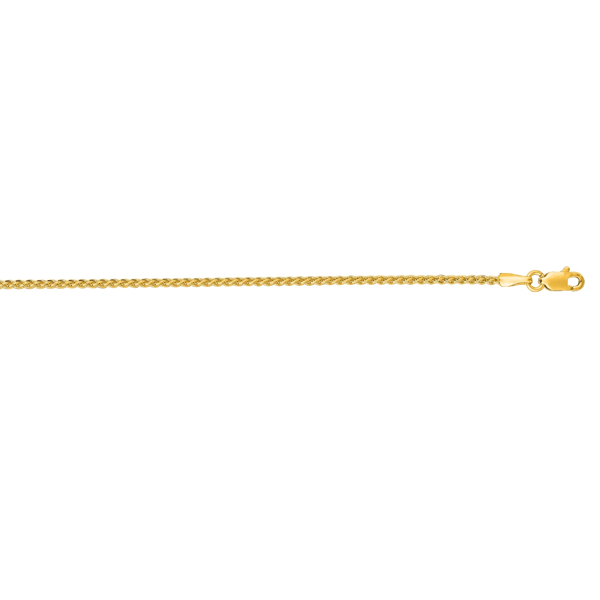 14K Yellow Gold 1.5mm Round Wheat 30" Chain with Lobster Lock