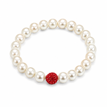 White Pearls With Cubic Zirconium Colored Bead 10 MM Necklace